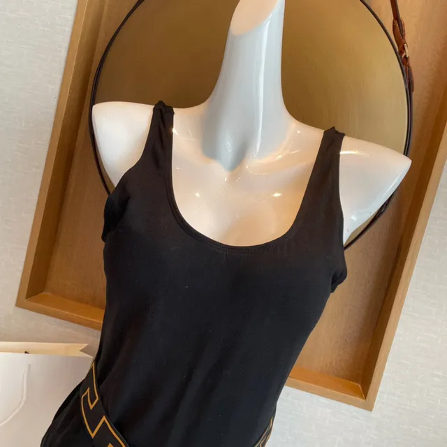 Versace Odissea Black Gold One-Piece Greca Key Waistband Swimwear 9