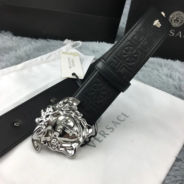 Versace Odissea Greca Medusa Black Leather Belt 6