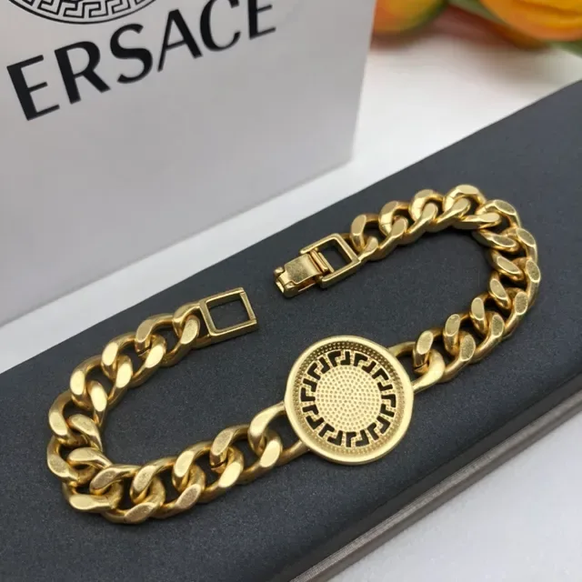 Versace Odissea Medusa Head Pavé Crystal Curb Chain Pulsera 5