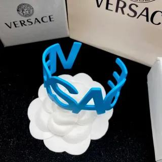 Versace VLogo 雕塑蓝色开放式手镯