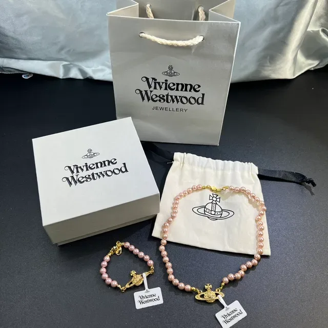 Vivienne Westwood أورب ذهب وردي قلادة مرصعة باللؤلؤ 3