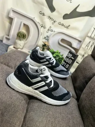Y-3 Qasa Black White Knit Upper Three-Stripe Side Panel Lifestyle Sneakers 9