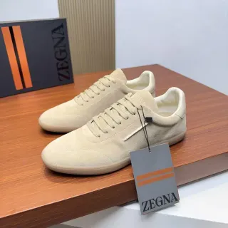 Zegna Beige Suede Lifestyle Sneakers