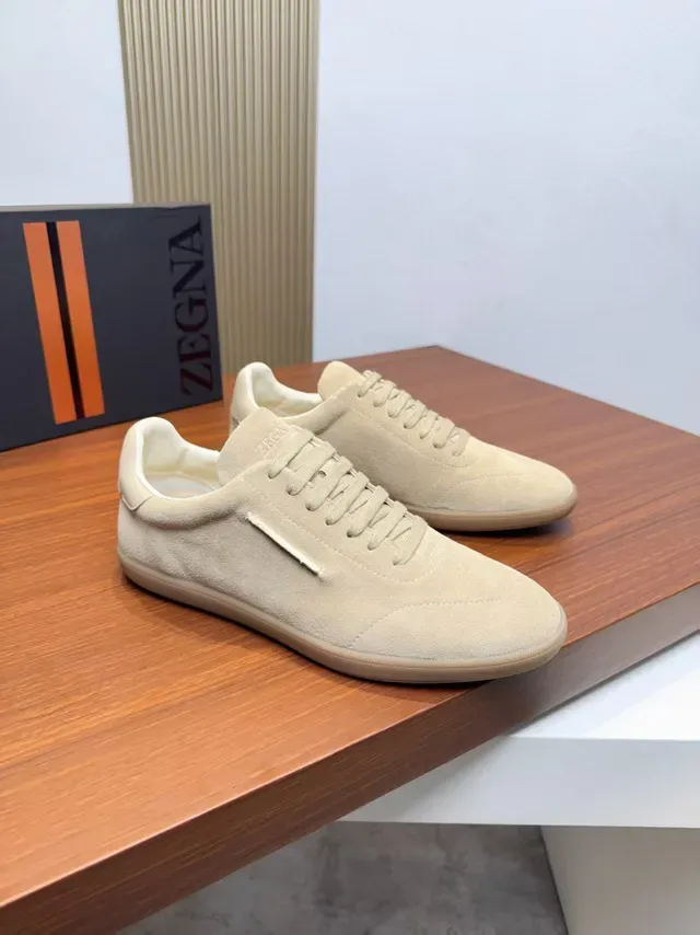 Zegna Beige Suede Lifestyle Sneakers 4