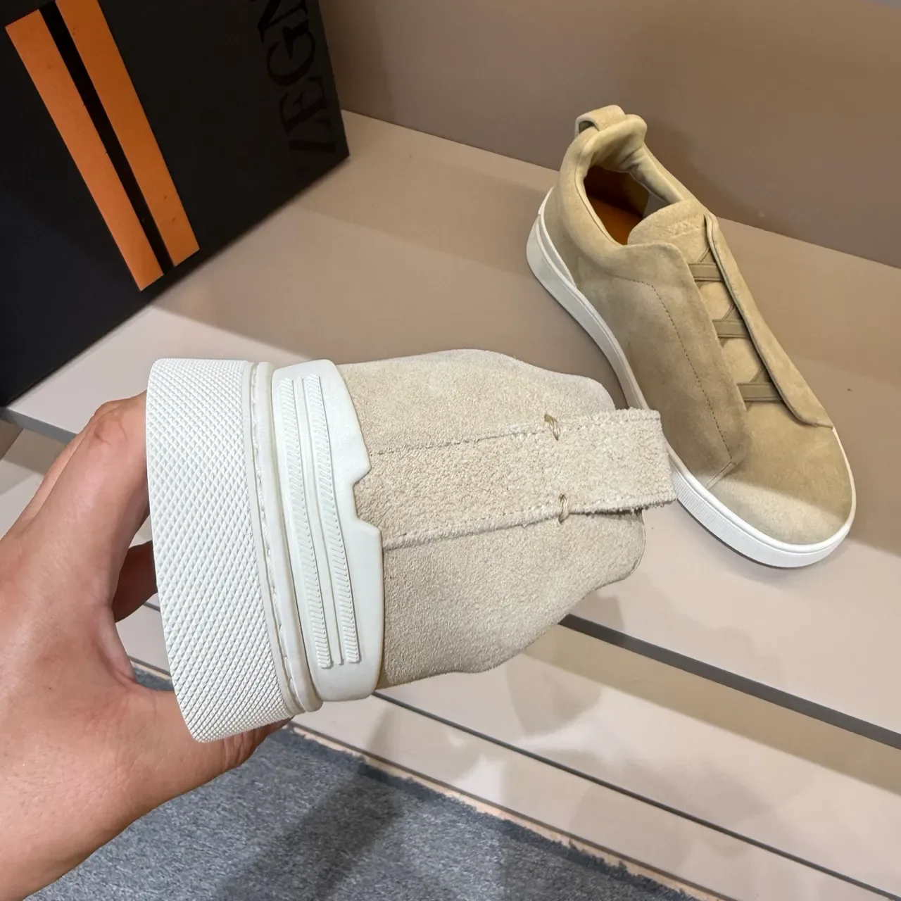 Zegna बेज सुड स्लिप ऑन लाइफस्टाइल स्नीकर्स 2