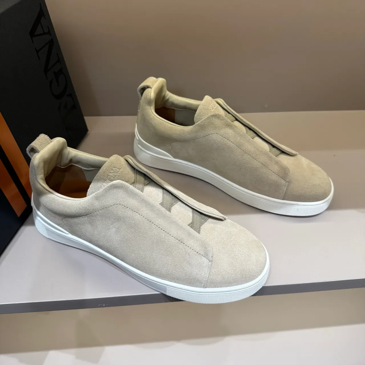 Zegna बेज सुड स्लिप ऑन लाइफस्टाइल स्नीकर्स 3