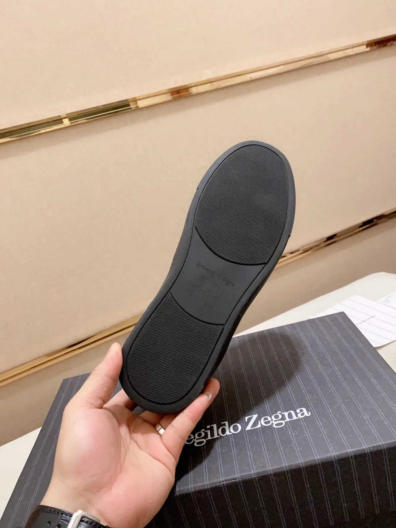 Zegna काले और भूरे चमड़े की बिना लेस वाली लाइफस्टाइल स्नीकर 2