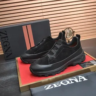 Zegna काला चमड़े का स्लिप-ऑन लाइफस्टाइल स्नीकर