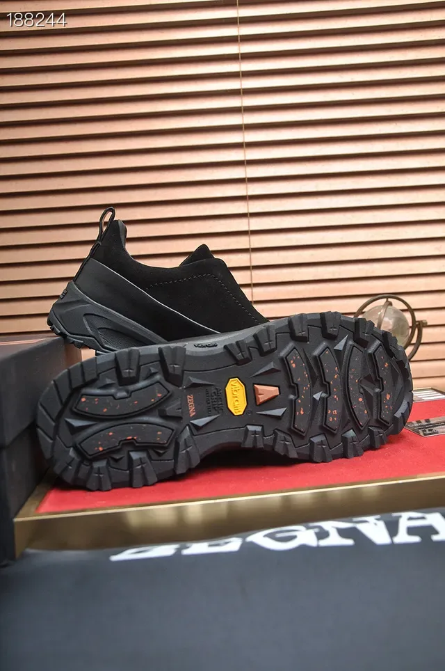 Zegna কালো চামড়ার স্লিপ-অন লাইফস্টাইল স্নিকার্স 3