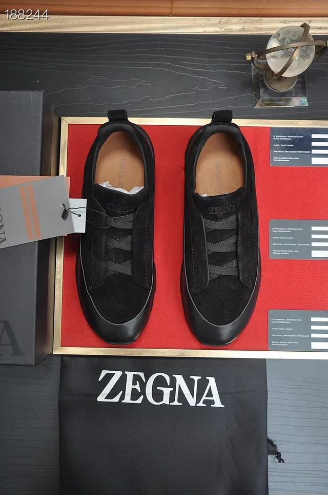 Zegna কালো চামড়ার স্লিপ-অন লাইফস্টাইল স্নিকার্স 5