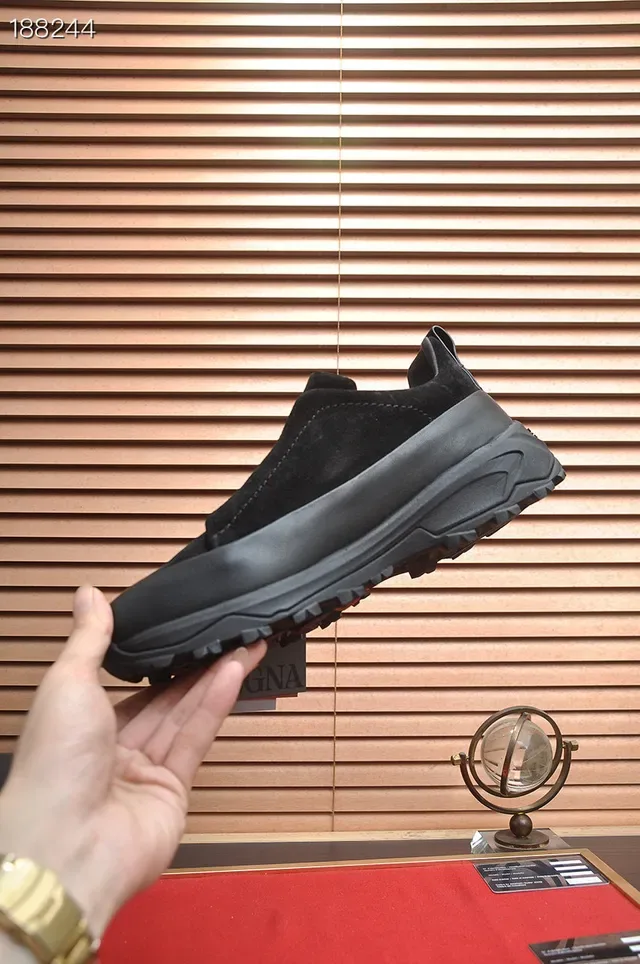 Zegna কালো চামড়ার স্লিপ-অন লাইফস্টাইল স্নিকার্স 7