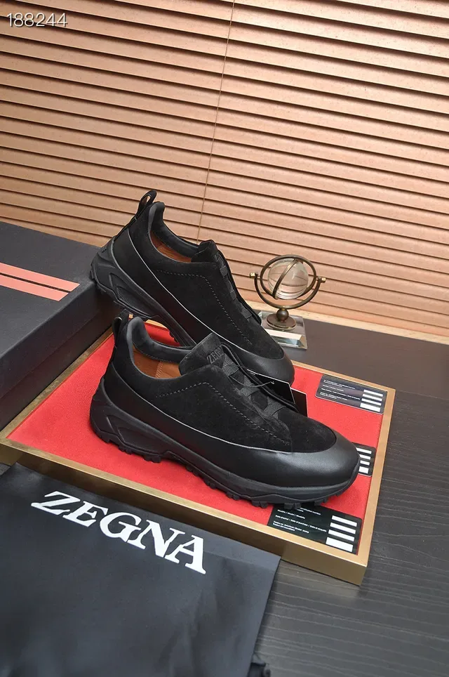 Zegna কালো চামড়ার স্লিপ-অন লাইফস্টাইল স্নিকার্স 8
