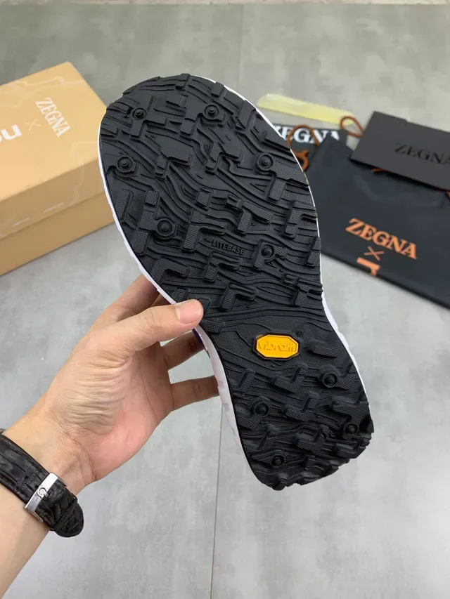 Zegna حذاء رياضي أسلوب حياة أزرق وأزرق بحري شبكي 4