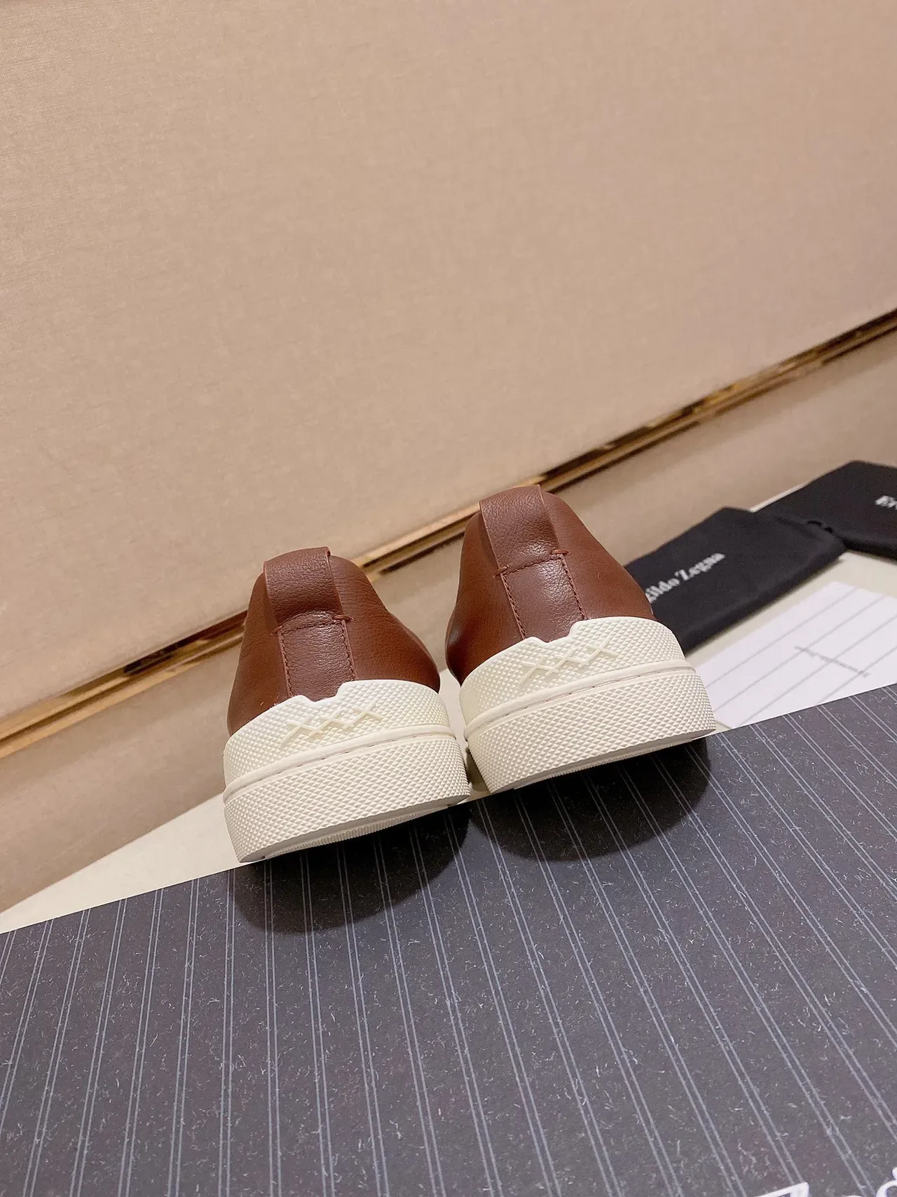 Zegna Zapatillas Lifestyle Marrón de Cuero Slip-On 3