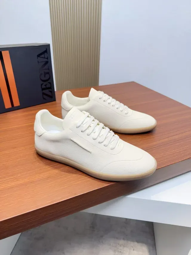 Zegna Off-White 皮革纹理生活方式运动鞋 4