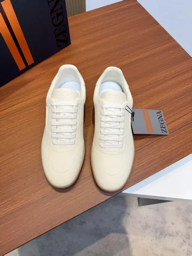 Zegna Off-White 皮革纹理生活方式运动鞋 5