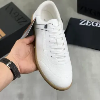 Zegna सफेद भुजाल चमड़ा जीवनशैली स्नीकर