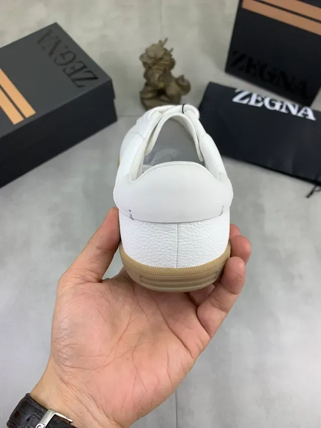 Zegna सफेद भुजाल चमड़ा जीवनशैली स्नीकर 3