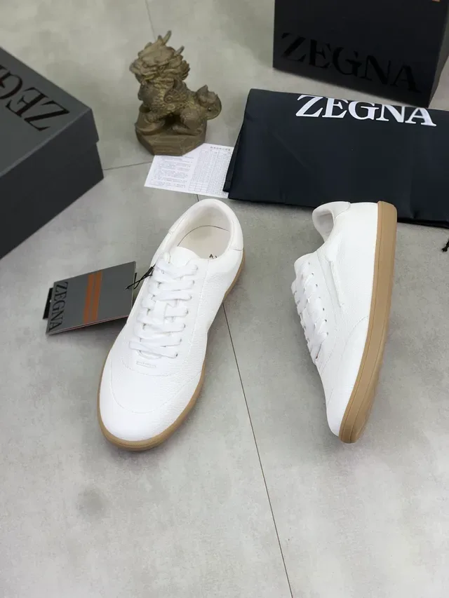 Zegna सफेद भुजाल चमड़ा जीवनशैली स्नीकर 5