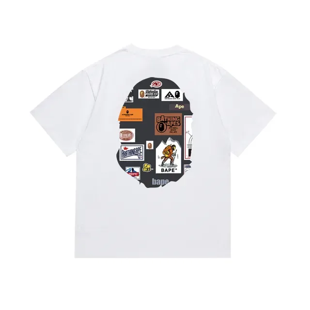 A Bathing Ape 猿人头拼贴印花黑色T恤 6
