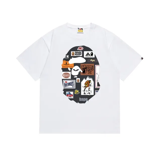 A Bathing Ape 猿人头拼贴印花黑色T恤 7