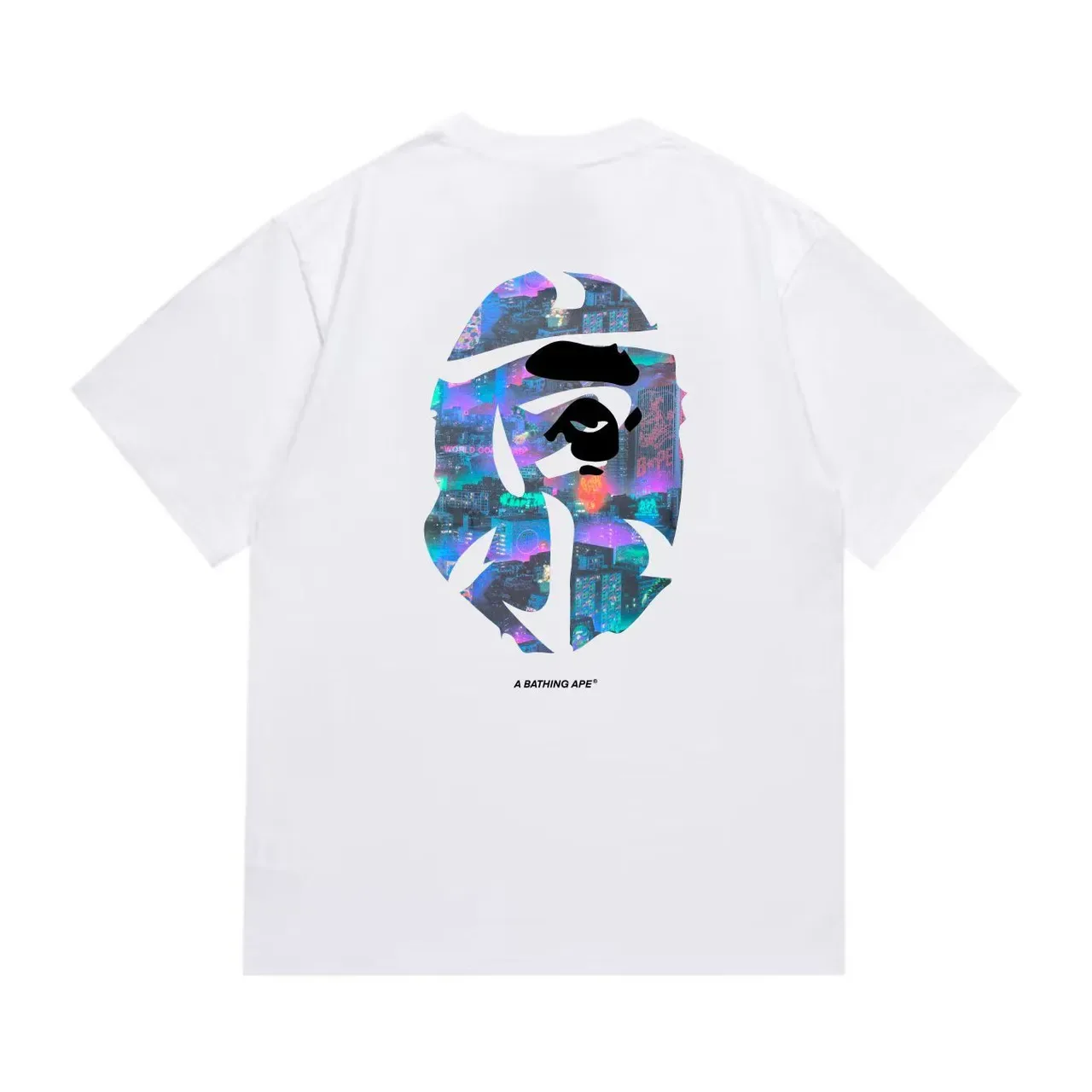 A Bathing Ape কাঞ্জি এপ হেড নিয়ন সিটিস্কেপ গ্রাফিক টি-শার্ট 2