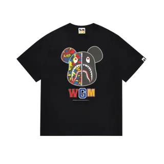 تيشيرت أسود A Bathing Ape x Medicom Toy بطبعة دب قرش مقسوم