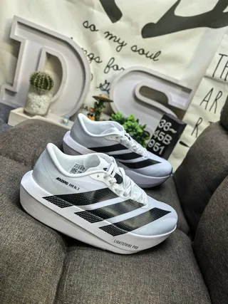 Adidas Adizero Evo SL 2 浅蓝色黑色跑鞋 9