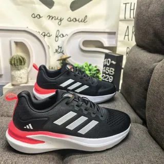 Adidas أسود وأحمر ثلاث خطوط شبكة أسلوب حياة أحذية رياضية
