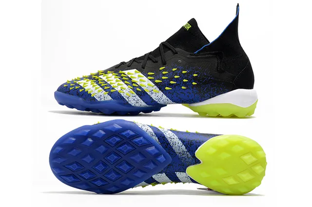 Adidas Black Blue High-Cut Sock-Fit Collar Asymmetric Lacing Turf Soccer Shoes 5