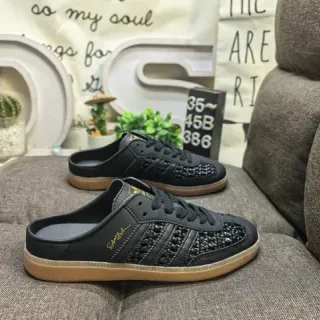 Adidas 黑色棕色 编织皮革鞋面 系带 Mule 轮廓 生活方式运动鞋