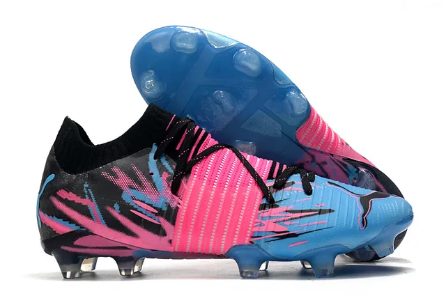 Adidas Black Pink Crackle-Pattern Overlay Neon Lime Green Accents Firm-Ground Soccer Shoes 10