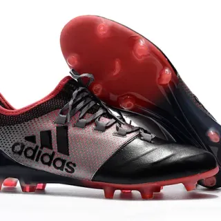 Adidas Black Red Low-Cut Sock-Fit Collar Asymmetric Lacing System Firm-Ground Soccer Shoes