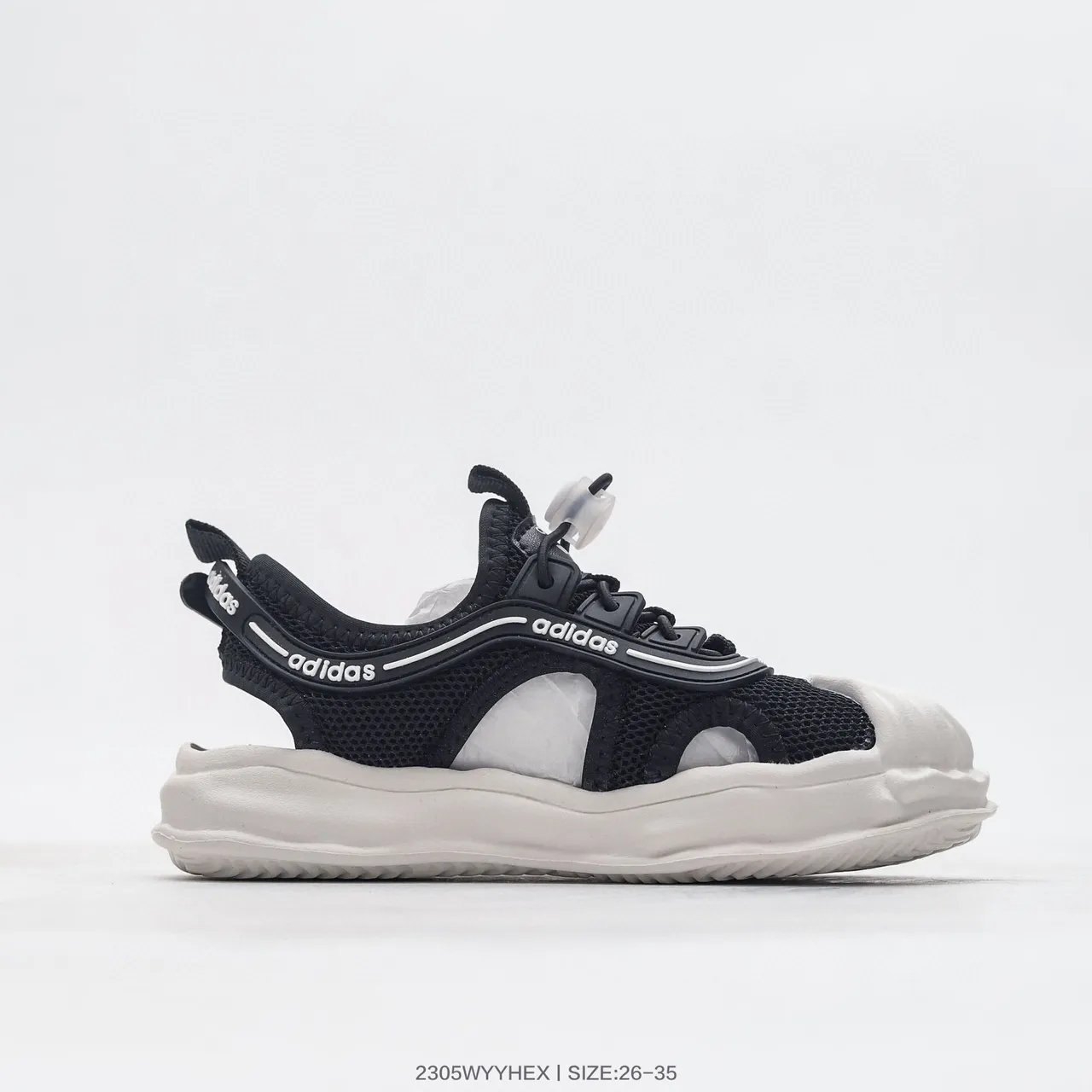 Adidas Black White Open-Toe Mesh Upper Casual Sandals 5