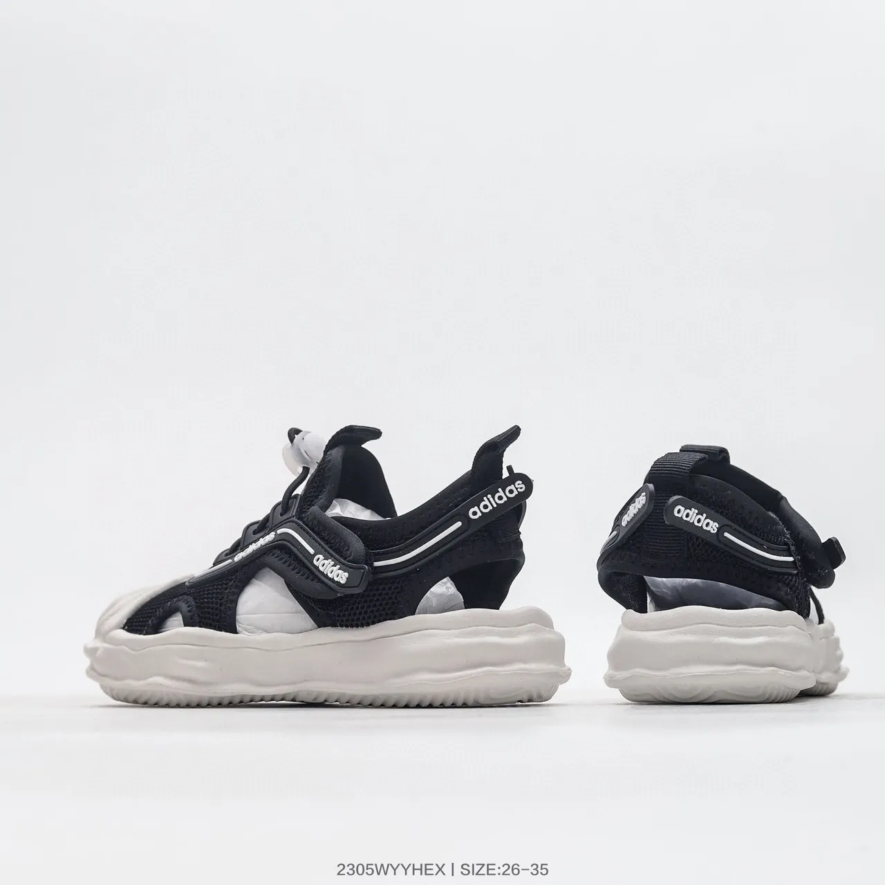 Adidas Black White Open-Toe Mesh Upper Casual Sandals 7