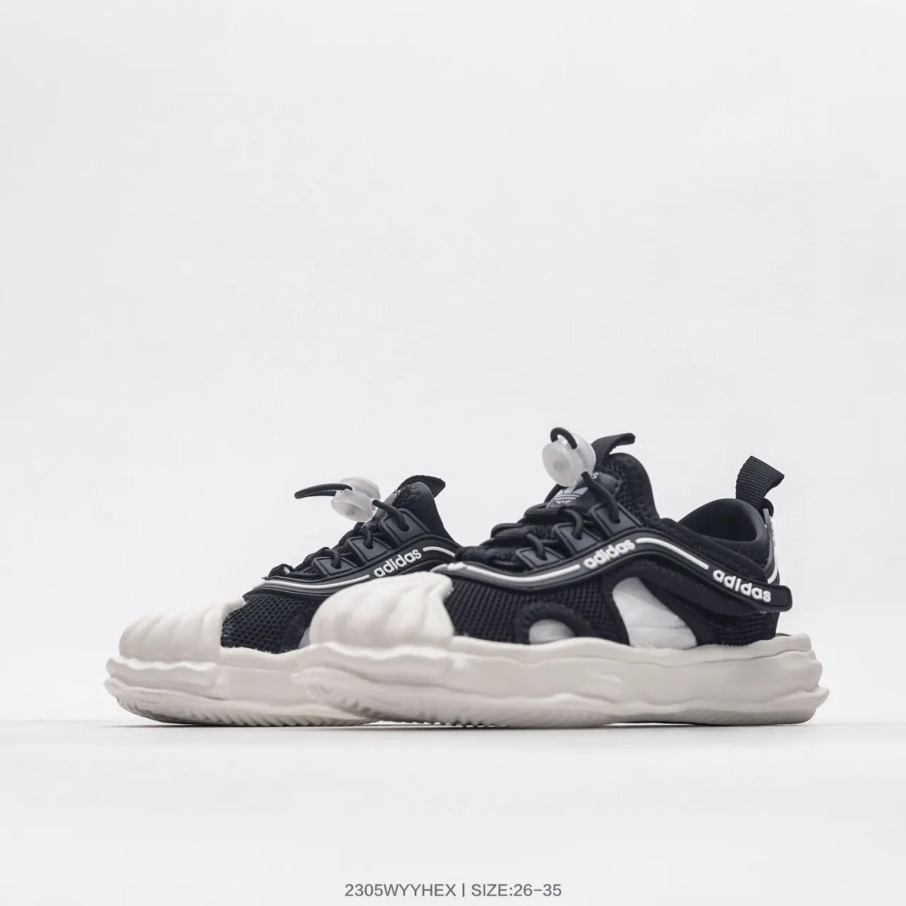 Adidas Black White Open-Toe Mesh Upper Casual Sandals 8