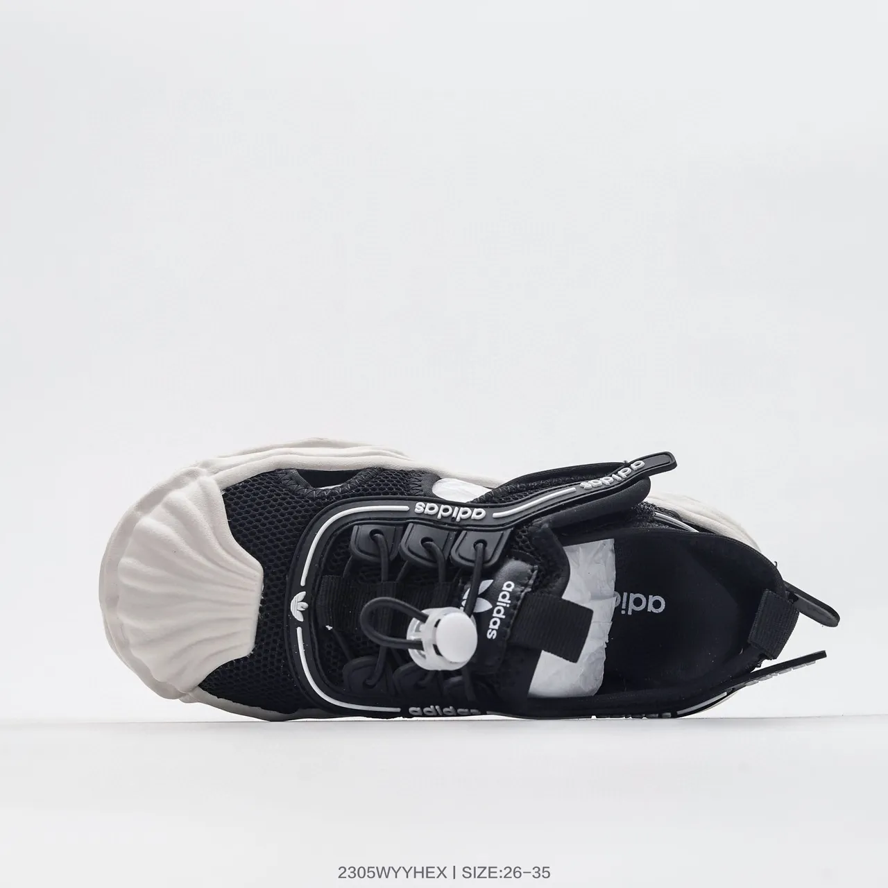 Adidas Black White Open-Toe Mesh Upper Casual Sandals 9