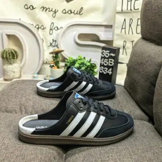 Adidas أسود أبيض ثلاث شرائط لوحة جانبية مطاط مطاط كوب سول أحذية رياضية أسلوب حياة