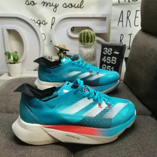Adidas नीला लाल इंजीनियर मेश ऊपरी तीन स्ट्राइप ब्रांडिंग रनिंग जूते