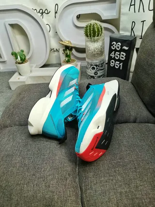 Adidas Bleu Rouge Maille Ingénierie Partie Supérieure Trois Rayures Marque Chaussures de Course 6