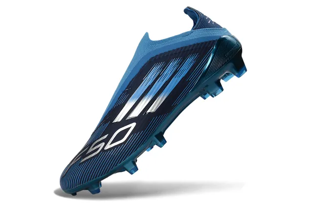 Adidas أزرق أبيض منخفض القطع كم ملائم للجوارب خط السرعة تراكب الرسومات أرضية صلبة أحذية كرة القدم 3