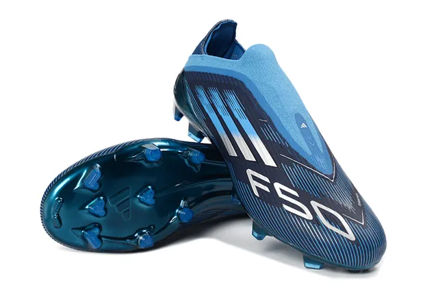 Adidas أزرق أبيض منخفض القطع كم ملائم للجوارب خط السرعة تراكب الرسومات أرضية صلبة أحذية كرة القدم 4