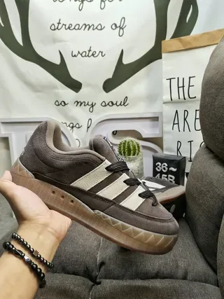 Adidas Brown Beige Suede Upper Three-Stripe Side Panel Lifestyle Sneakers 5