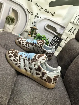 Adidas بني أزرق مطبوع حيواني علوي أربطة خفيفة أسلوب حياة أحذية رياضية 7