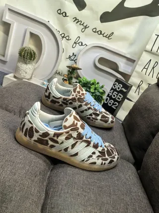 Adidas بني أزرق مطبوع حيواني علوي أربطة خفيفة أسلوب حياة أحذية رياضية 9