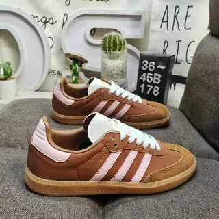 Adidas بني وردي low-top خليط سويد-جلد lifestyle sneakers
