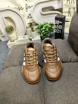 Adidas Brown White Leather Upper Three Stripes Lifestyle Sneakers 10