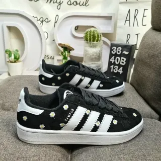 Adidas Campus أسود أبيض سويدي علوي ثلاث شرائط أحذية رياضية نمط حياة