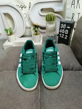 Adidas Campus أخضر وأبيض أحذية رياضية أسلوب حياة 10