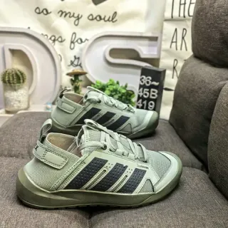 Adidas Climacool أخضر أسود قابل للتنفس شبكة علوية خطوط مثقوبة تراكب أحذية أسلوب الحياة